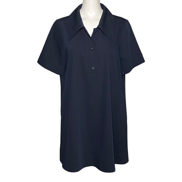 Tuckernuck Size Large Dark Navy Blue Polo Mini Dress Short Sleeve Casual Pockets - Picture 10 of 10